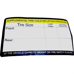 REPL.VEHICLE PLACARD - 25/ROLL